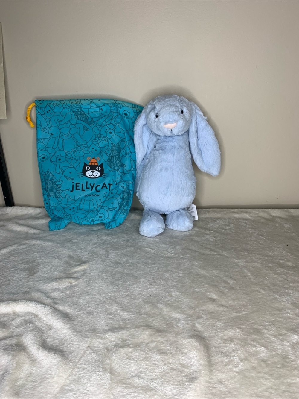 Jellycat Medium Bashful Blue Bunny 14 Inch Plush Stuffed Animal Rabbit